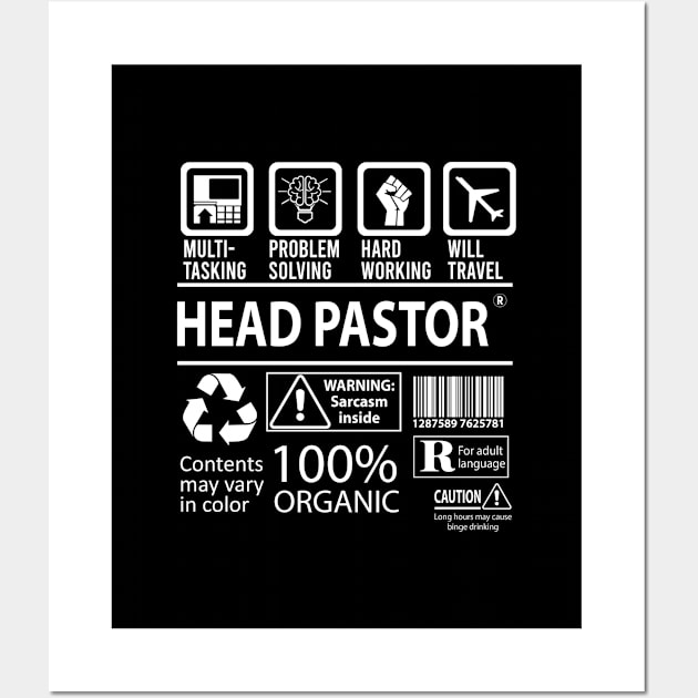 Head Pastor T Shirt - MultiTasking Certified Job Gift Item Tee Wall Art by Aquastal